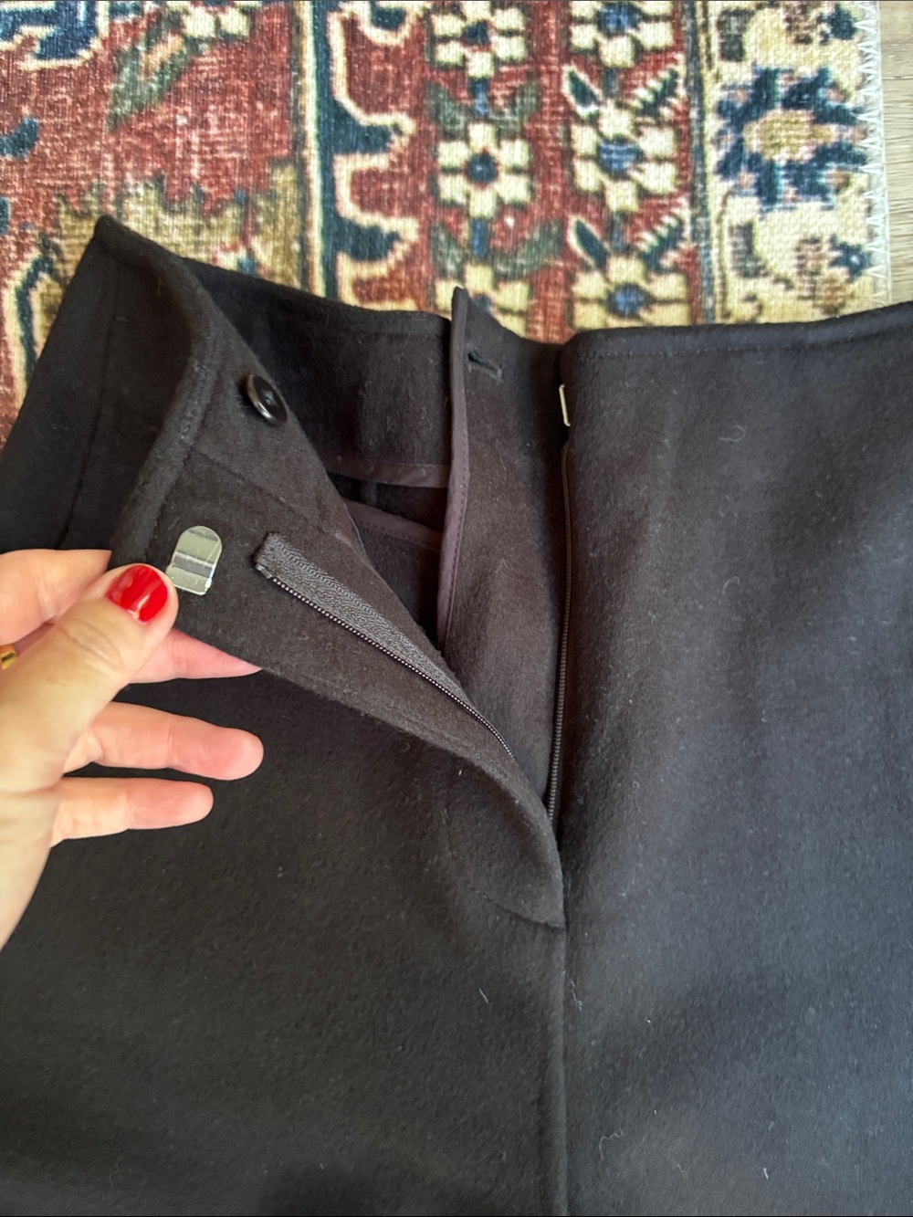 COS Black Wide-Leg Barrel Boiled Wool Pants - Picture 2 of 5